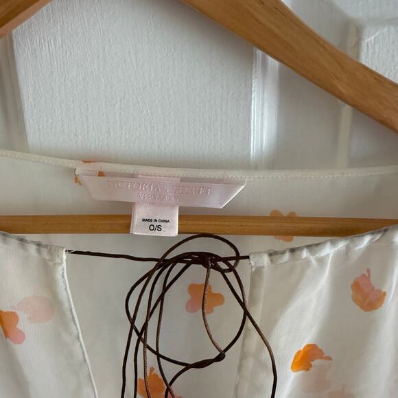 Victoria’s Secret Sheer Orange Floral Kaftan Flowy Top One Size Boho Whimsical - Picture 3 of 5